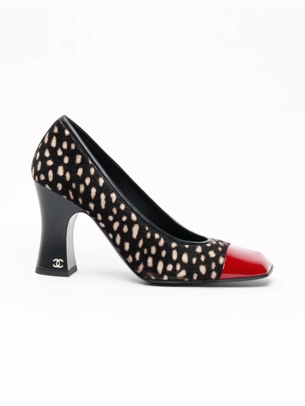 CHANEL Women's Pony Hair and Red Patent Cap-Toe Pumps - Picture 2 of 4